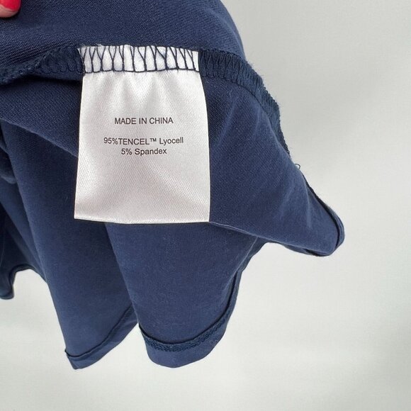 Quince Women Navy Blue Tencel Jersey True Wrap Dress Midi sz XS NWT Short Sleeve - Picture 4 of 5